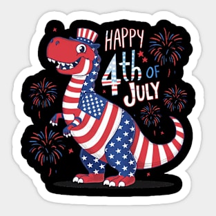 Dino Happy Birthday America Sticker